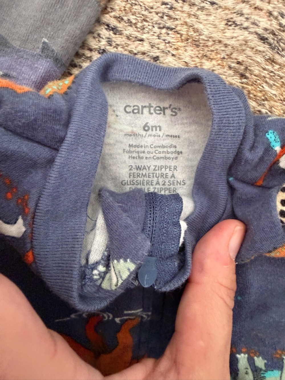 Baby boy One-Piece Pajama bundle- Neutral & Blue Stripes - Picture 9 of 11
